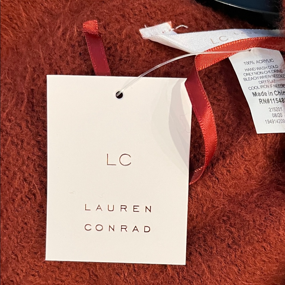 LC Lauren Conrad Women's Deep Terracotta Poncho Sweater One Size - Picture 6 of 6